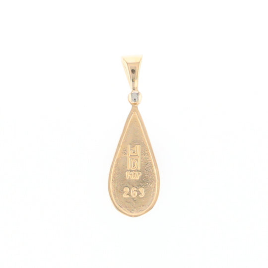 Gold Quartz Necklace Tear Drop Inlaid Pendant with .02ct Diamond