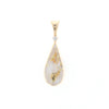 Gold Quartz Necklace Tear Drop Inlaid Pendant with .02ct Diamond