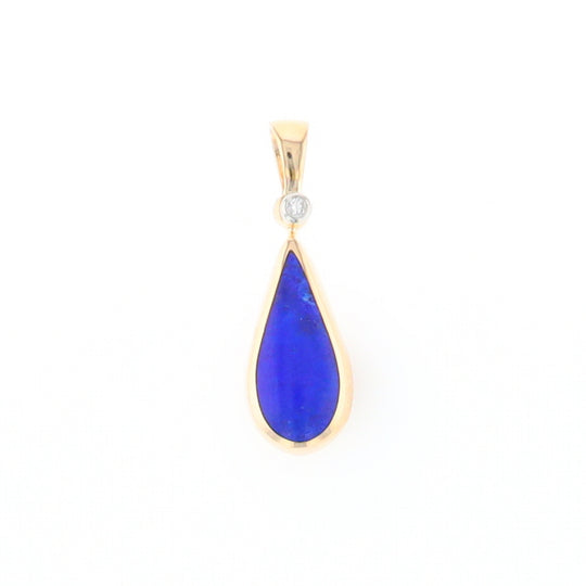 Lapis Tear Drop Inlaid .02Ct Diamond Pendant