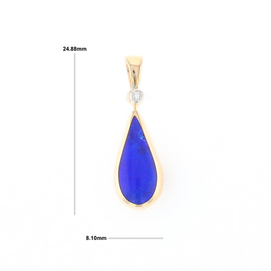 Lapis Tear Drop Inlaid .02Ct Diamond Pendant