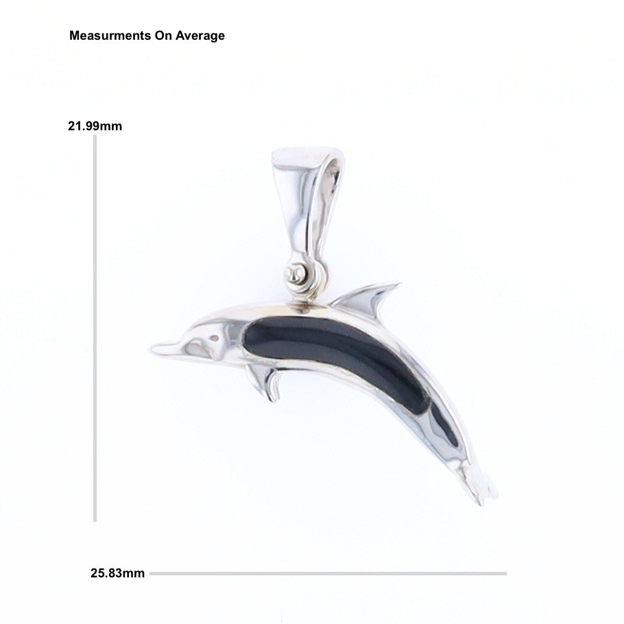 Onyx Inlaid Dolphin Pendant