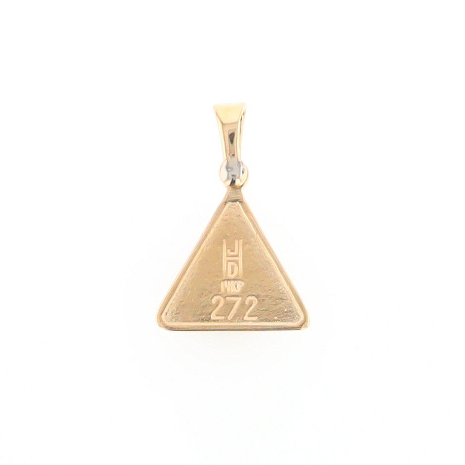 Gold Quartz Necklace Triangle Inlaid Pendant with .02ct Diamond