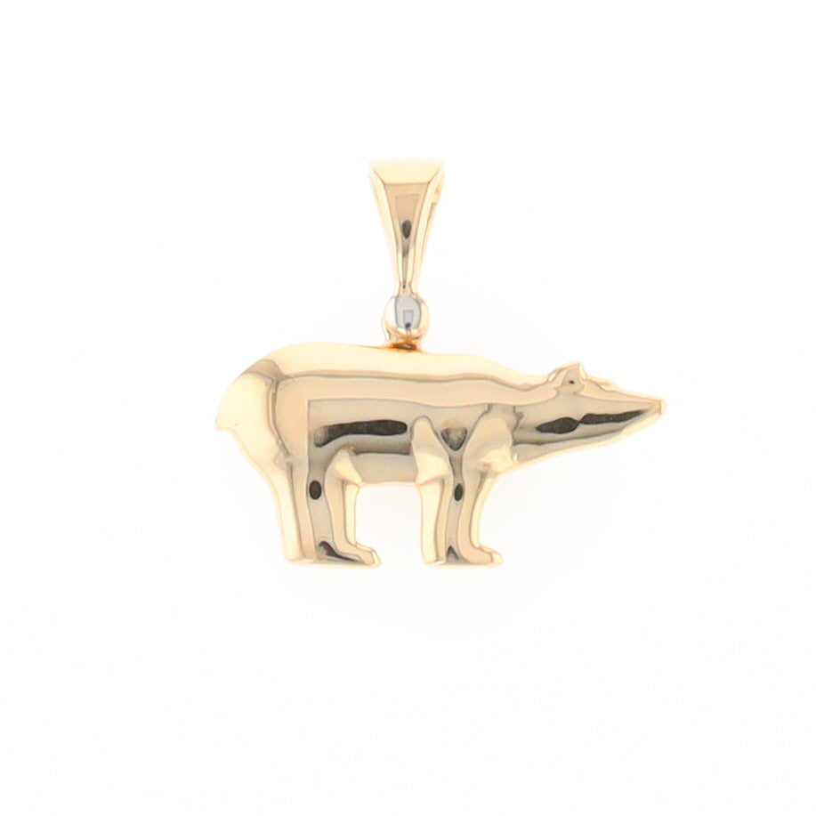 Gold Quartz Inlaid Polar Bear Pendant