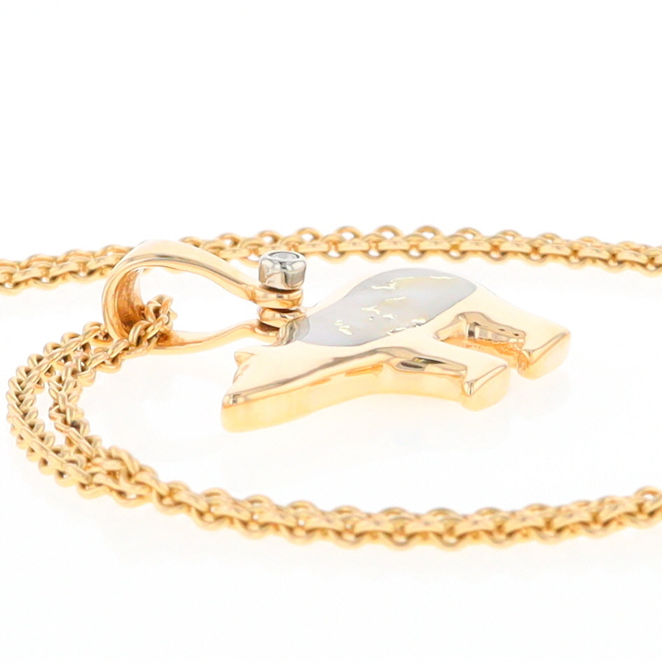 Gold Quartz Inlaid Polar Bear Pendant