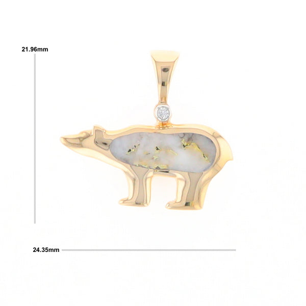 Gold Quartz Inlaid Polar Bear Pendant