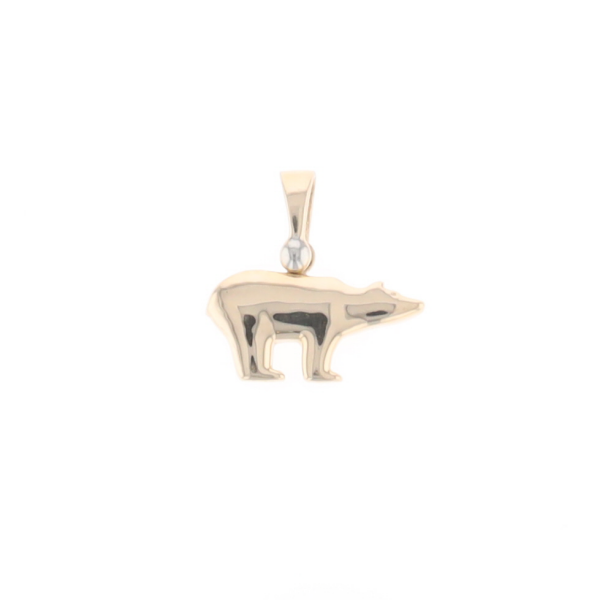 Gold Quartz Inlaid Polar Bear Pendant