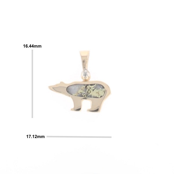 Gold Quartz Inlaid Polar Bear Pendant