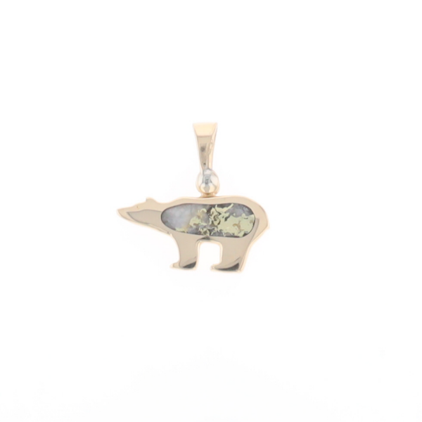 Gold Quartz Inlaid Polar Bear Pendant