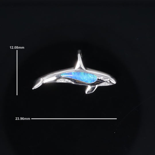Opal Pendant Inlaid Realistic Orca Killer Whale Design
