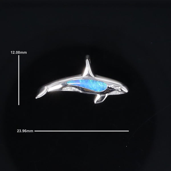 Opal Pendant Inlaid Realistic Orca Killer Whale Design
