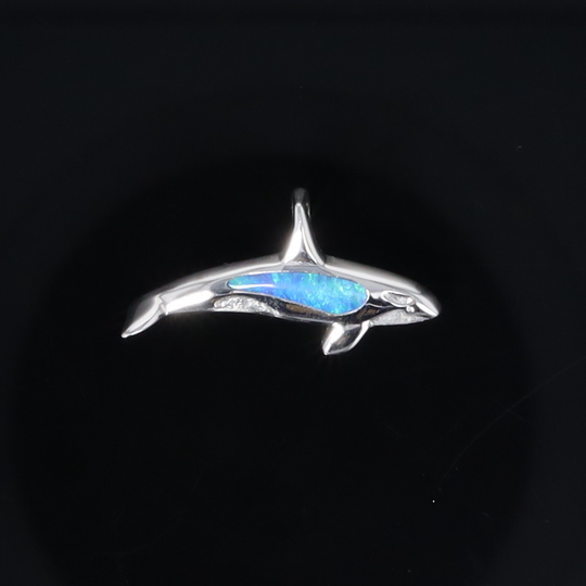 Opal Pendant Inlaid Realistic Orca Killer Whale Design