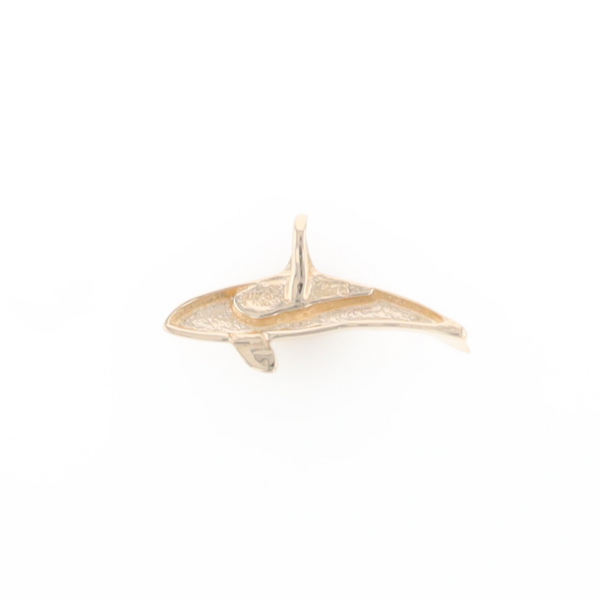 Gold Quartz Necklace Orca Killer Whale Inlaid Sea Life Pendant