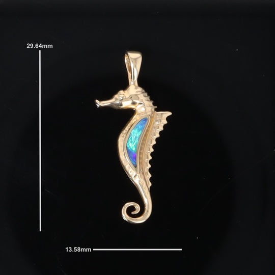 Opal Pendant Inlaid Realistic Sea Horse Design