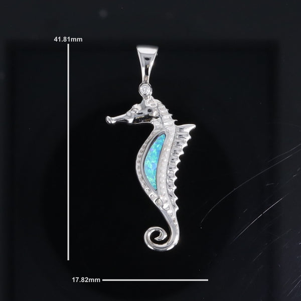 Opal Pendant Inlaid Realistic Sea Horse Design