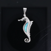 Opal Pendant Inlaid Realistic Sea Horse Design