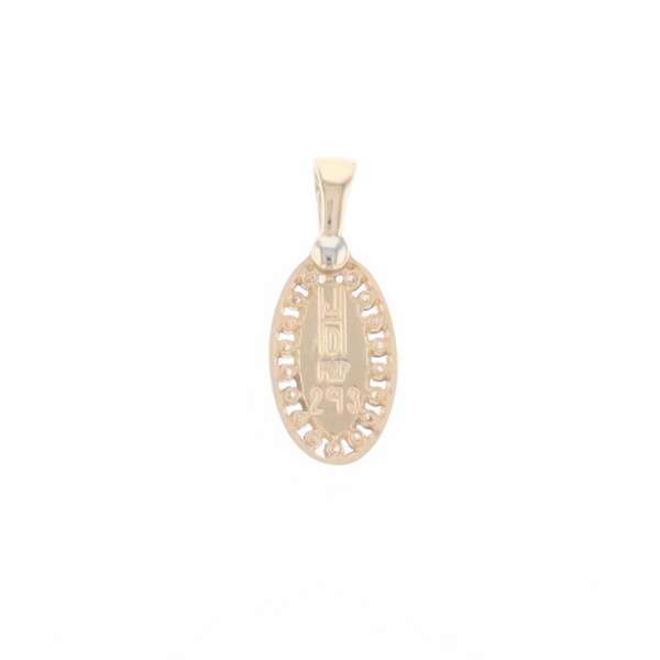Gold Quartz Pendant Oval Inlaid with .22ctw Round Diamonds Halo (G1)