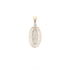 Gold Quartz Pendant Oval Inlaid with .22ctw Round Diamonds Halo (G1)