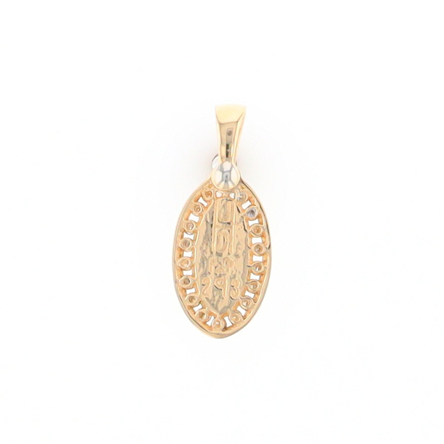 Gold Quartz Pendant Oval Inlaid with .22ctw Round Diamonds Halo