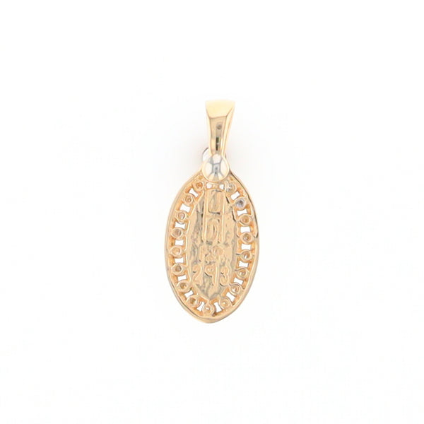 Gold Quartz Pendant Oval Inlaid with .22ctw Round Diamonds Halo