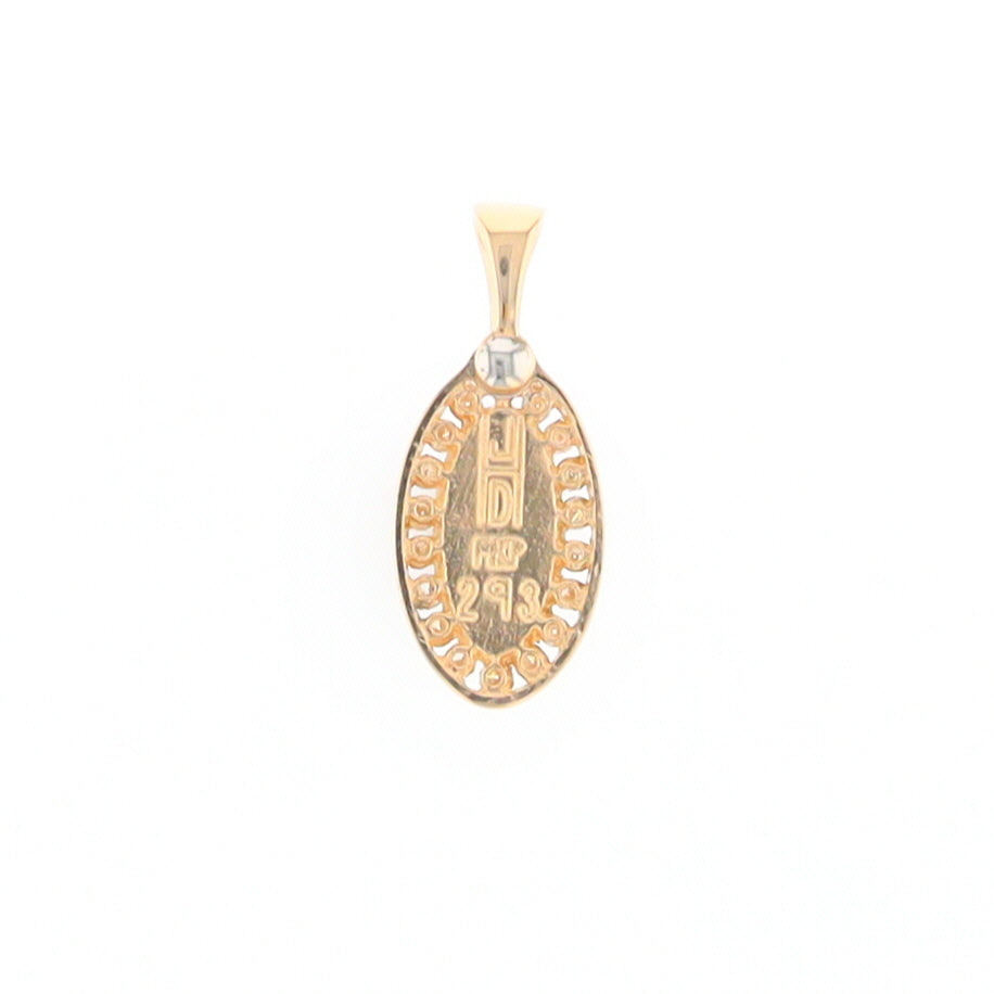 Gold Quartz Pendant Oval Inlaid with .22ctw Round Diamonds Halo