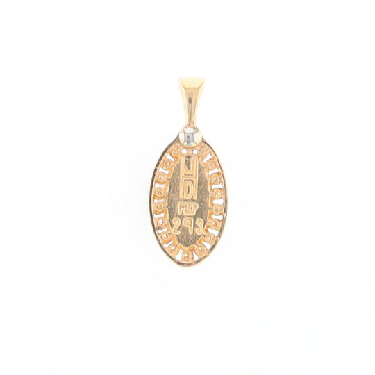 Gold Quartz Pendant Oval Inlaid with .22ctw Round Diamonds Halo