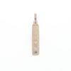 Gold Quartz Necklace, Rectangle Inlaid, .27ctw Diamond Halo Pendant