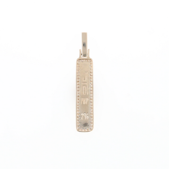 Gold Quartz Necklace, Rectangle Inlaid, .27ctw Diamond Halo Pendant