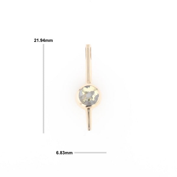 Gold Quartz Necklace Bar Design Round Fine Quality Inlaid Pendant