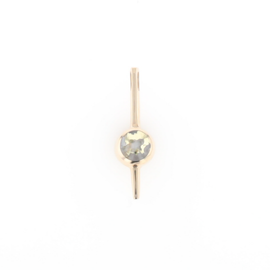 Gold Quartz Necklace Bar Design Round Fine Quality Inlaid Pendant
