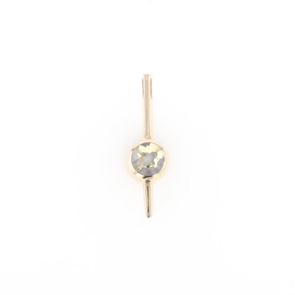 Gold Quartz Necklace Bar Design Round Fine Quality Inlaid Pendant