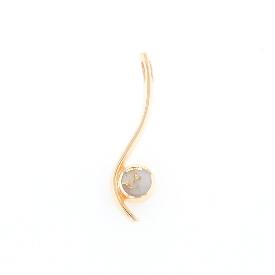 Round Inlaid Gold Quartz Curved Bar Pendant G2