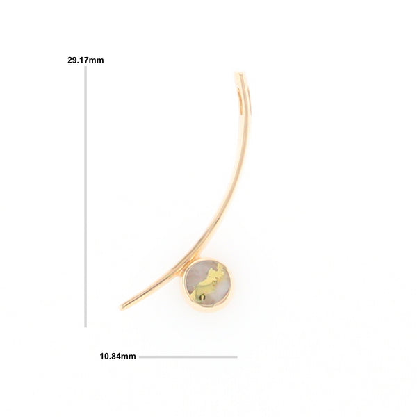 Gold Quartz Necklace Round Inlay Curved Bar Design Pendant