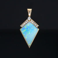Opal Pendant Inlaid Kite Design with .19ctw Round Diamonds