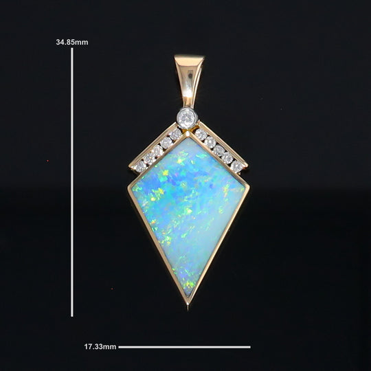 Opal Pendant Inlaid Kite Design with .19ctw Round Diamonds