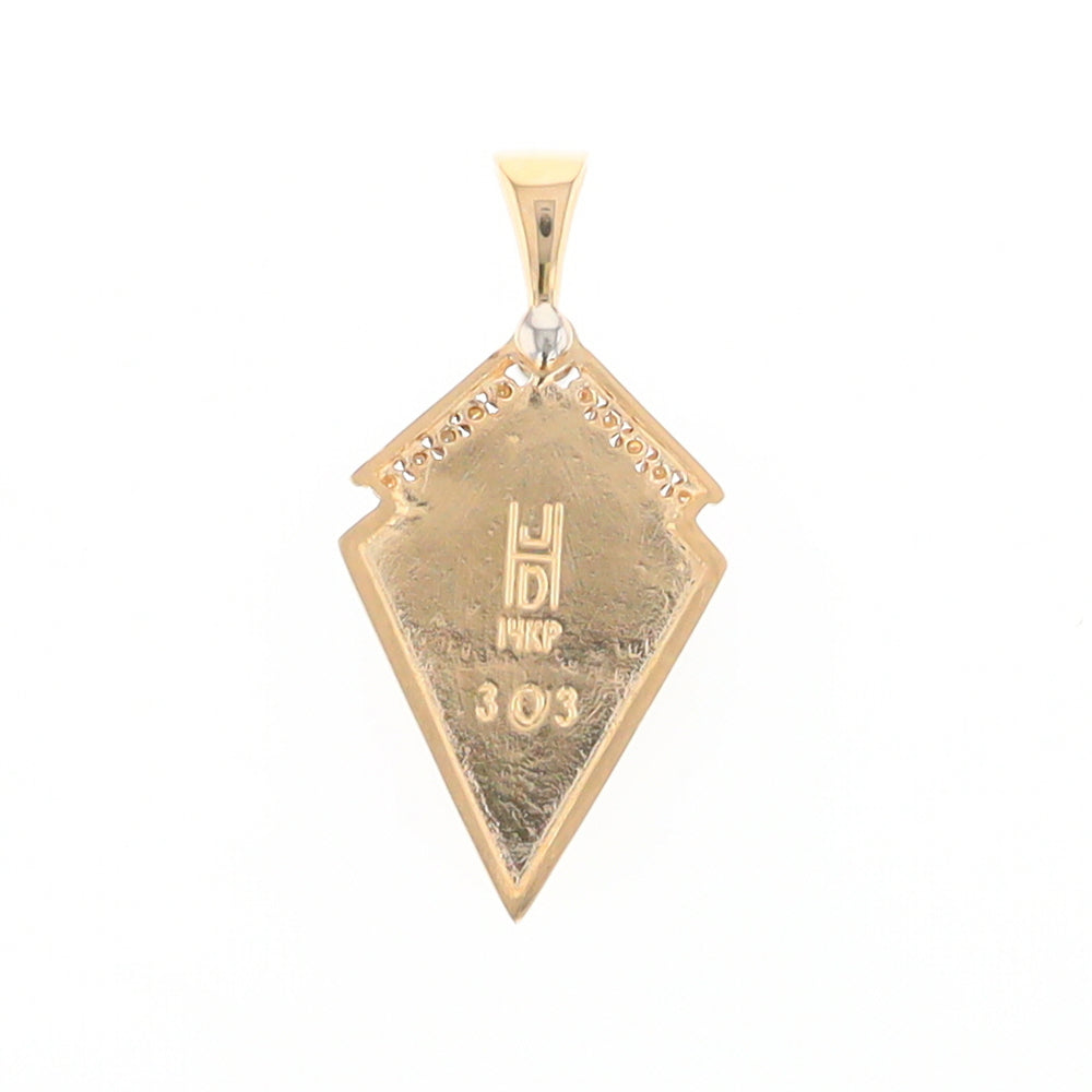 Gold Quartz Kite Shape Inlaid Pendant with 0.19ctw Diamonds (G2)