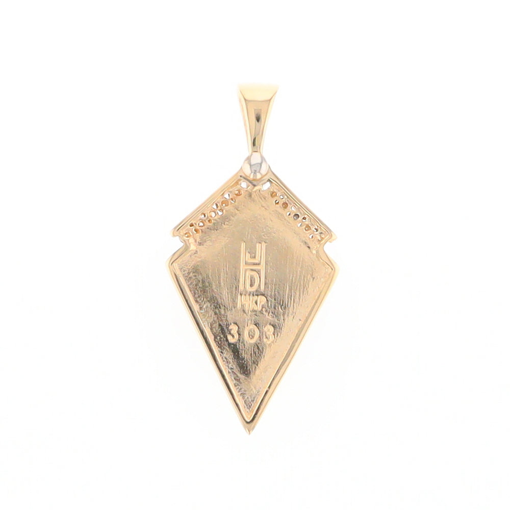 Gold Quartz Kite Shape Inlaid Pendant with 0.19ctw Diamonds