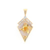 Gold Quartz Kite Shape Inlaid Pendant with 0.19ctw Diamonds (G1)