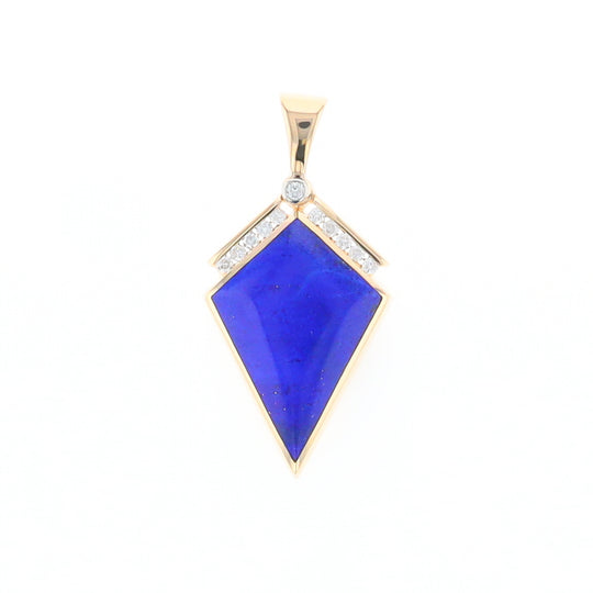 Lapis Kit Shaped Inlaid Pendant with 0.19ctw Diamonds