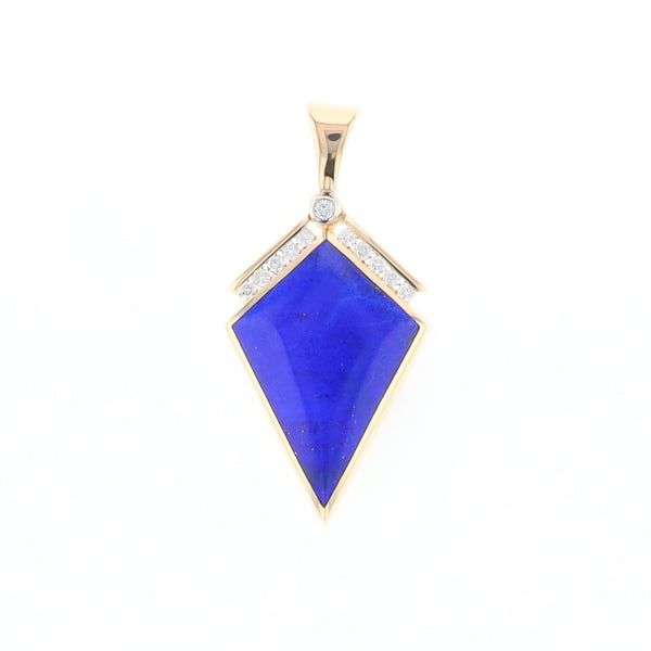 Lapis Kit Shaped Inlaid Pendant with 0.19ctw Diamonds