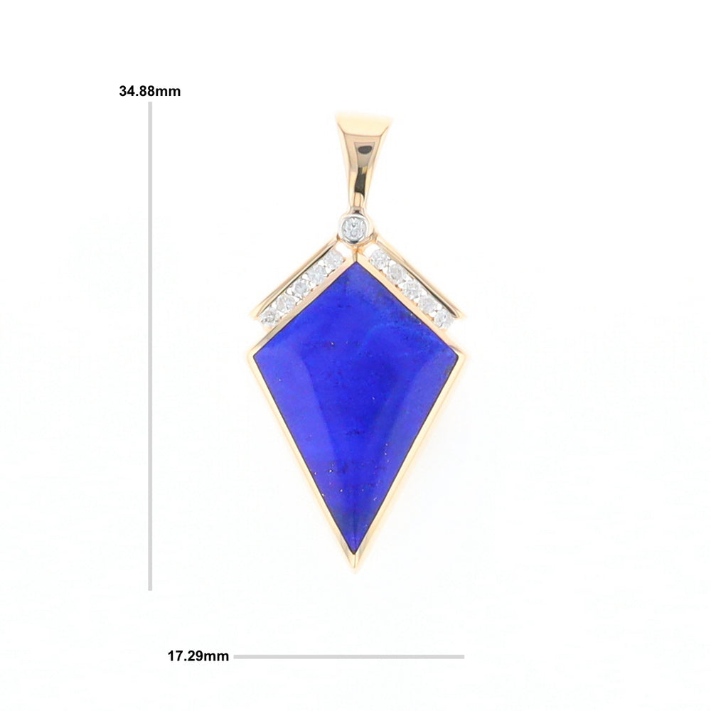 Lapis Kit Shaped Inlaid Pendant with 0.19ctw Diamonds