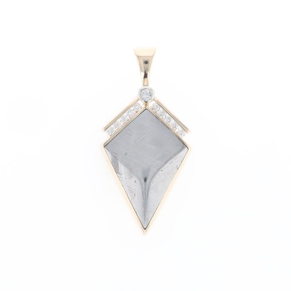 Meteorite Kite Shape Inlaid Pendant with 0.19ctw Diamonds