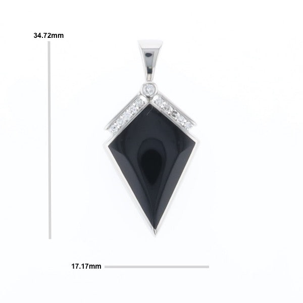 Onyx Kite Design Inlay .19Ctw Diamond Pendant