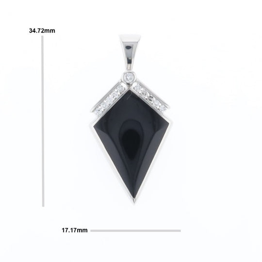 Onyx Kite Design Inlay .19Ctw Diamond Pendant
