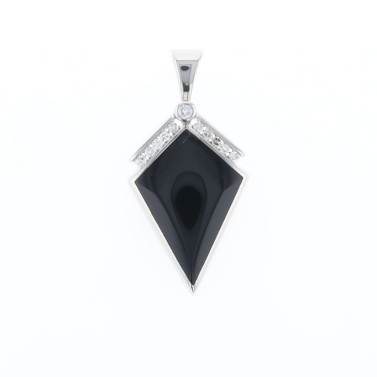 Onyx Kite Design Inlay .19Ctw Diamond Pendant