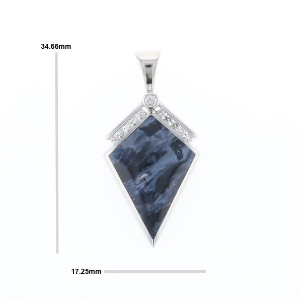 Pietersite Kite Shaped Inlaid Pendant with 0.19ctw Diamonds