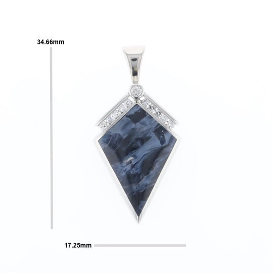 Pietersite Kite Shaped Inlaid Pendant with 0.19ctw Diamonds
