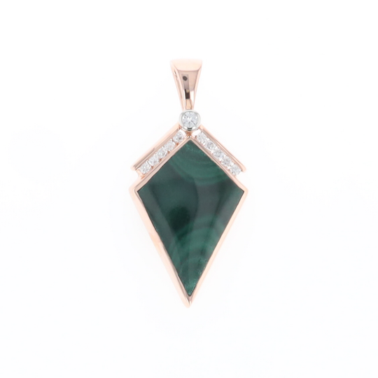 Malachite Kite Shape Inlaid Pendant with 0.19ctw Diamonds