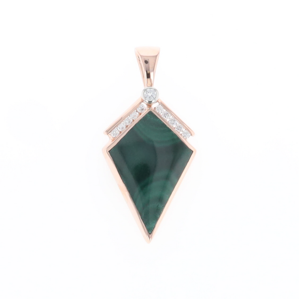 Malachite Kite Shape Inlaid Pendant with 0.19ctw Diamonds