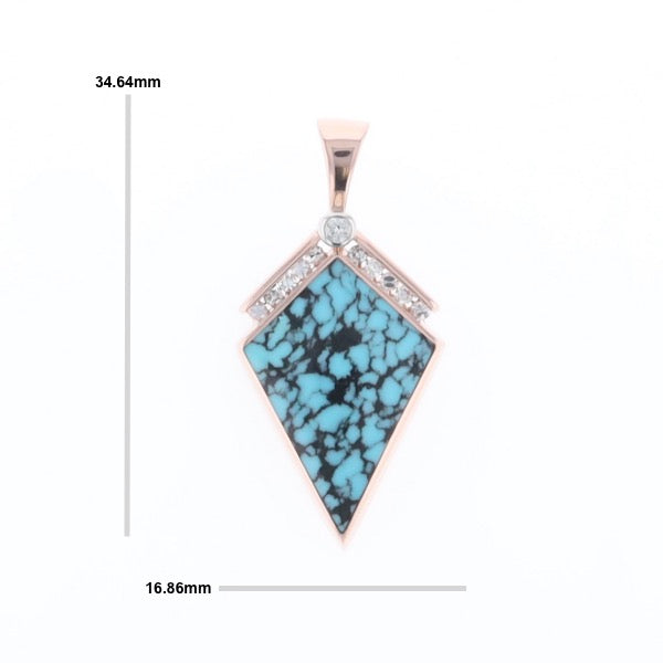 Turquoise Kite Shaped Inlaid Pendant with 0.19ctw Diamonds