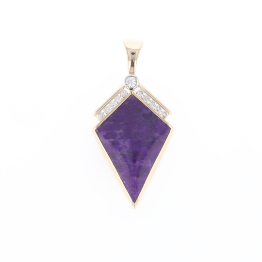 Sugilite Kite Shape Inlaid Pendant with 0.19ctw Diamonds